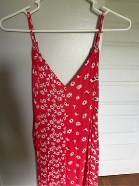 American Eagle Outfitters Red Floral Slip Maxi Dress